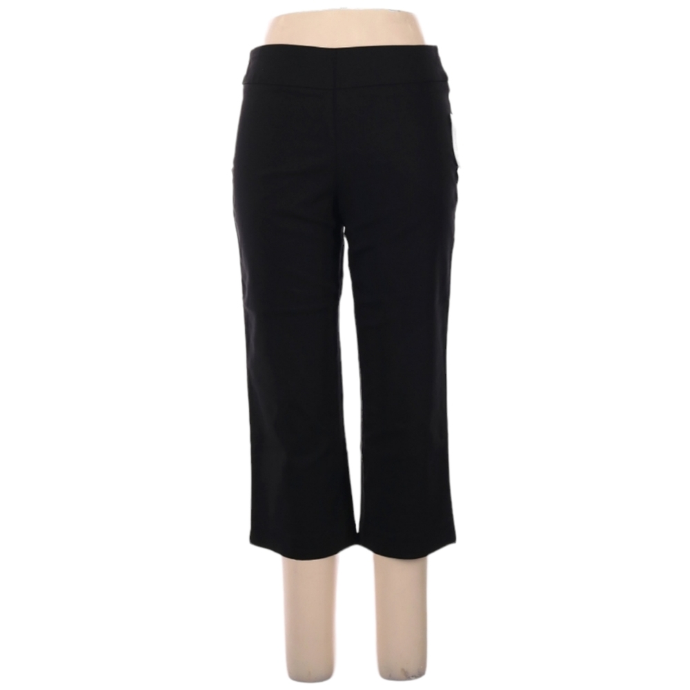 Briggs New York Cropped Pants Size 10 Black High Rise Straight Leg Elastic Waist